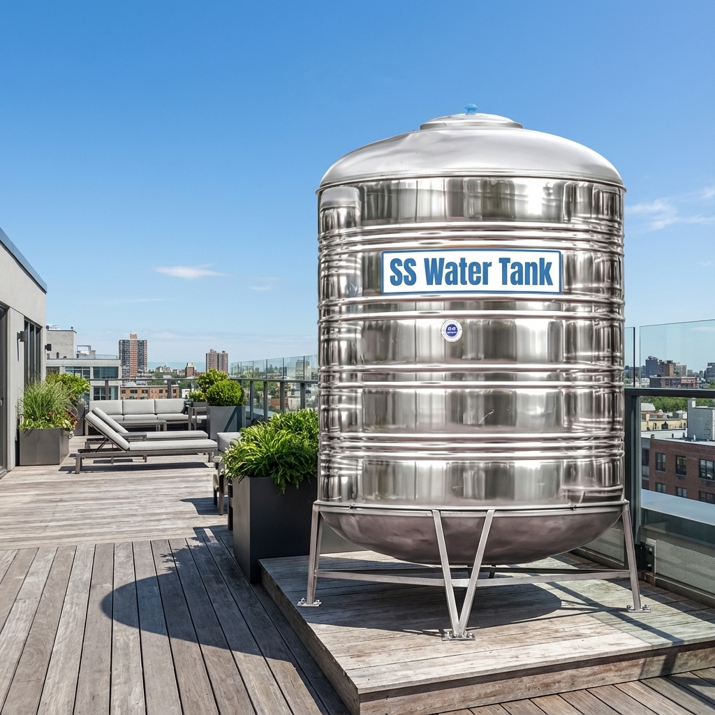 Stainless Steel Water Tank on Roof